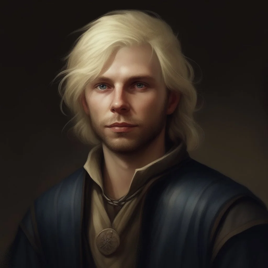 dnd style dark fantasy medieval blond male peasant with claws. mugshot. oil painting.