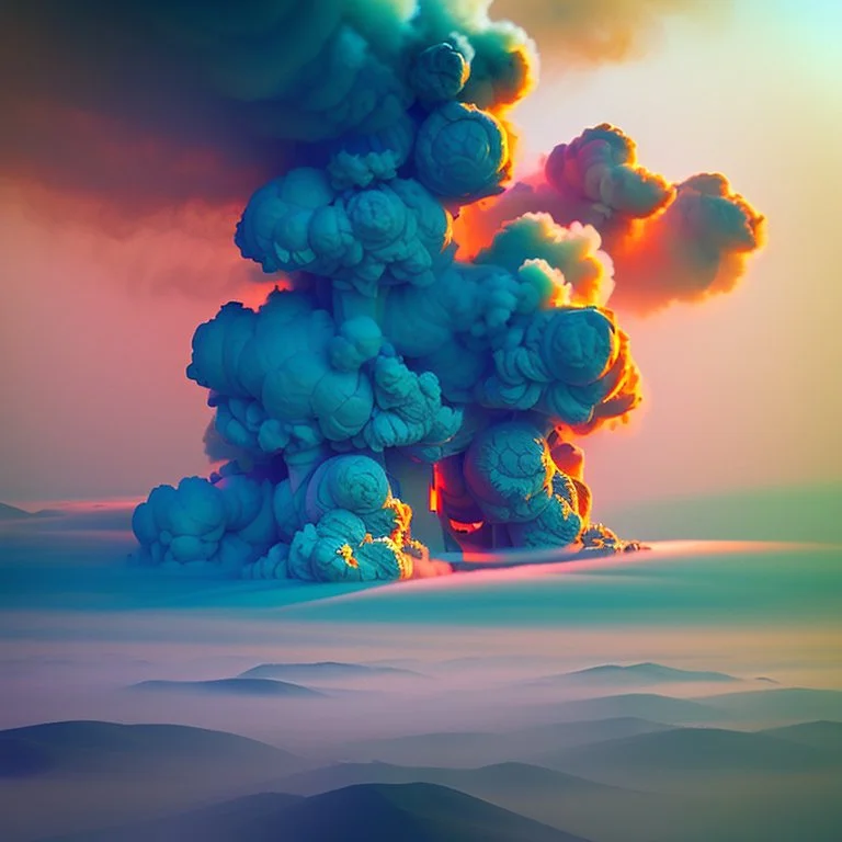 waste system, garbage dump, waste, dump, hill, smoke plumes, clouds, smog, with pollution, double exposure photography, colourful nature, clean sharp focus, on white background, Fractal Geometry, sacred geometry