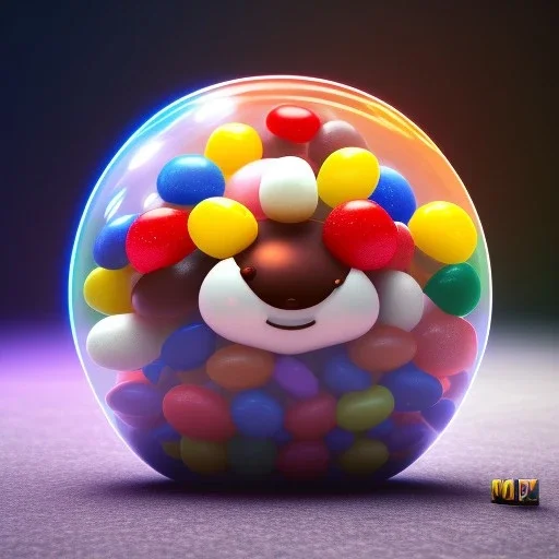 jelly bean,candy, gummy,chocolate ball, Photograph, beautiful, Unreal Engine 5, lens macro, utra realistic, hyper detailed, neon lighting