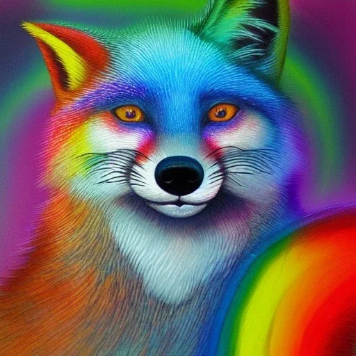 Spiritual magic rainbow Fox