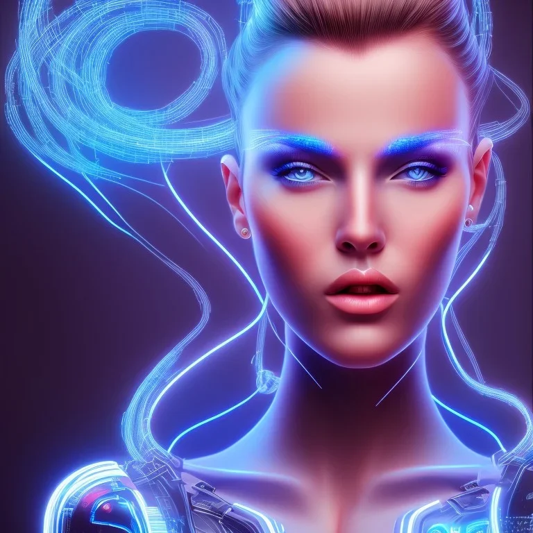 cyberblue, head, women, portrai, tron