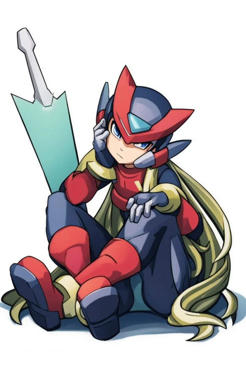 Megaman Zero, Sitting, HD, Clean, Anime Art Style