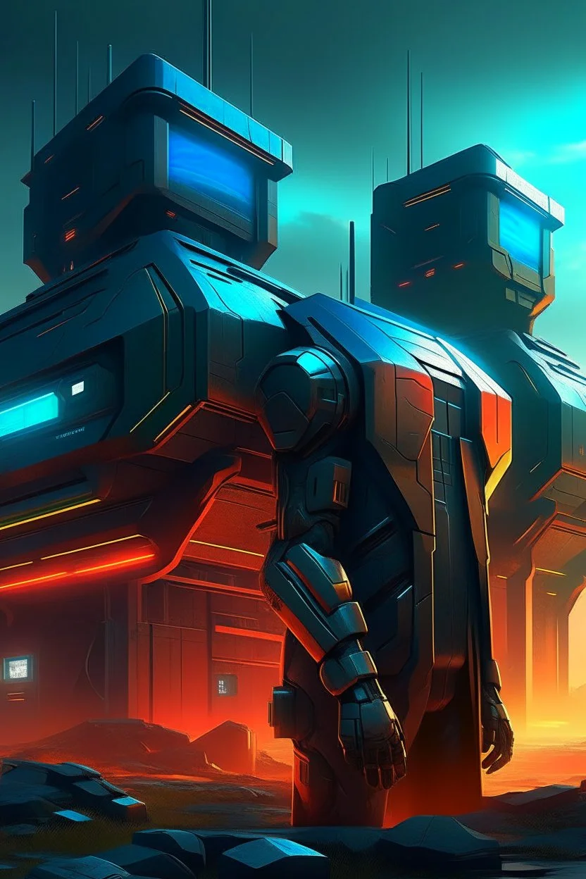 cyberpunk retro futuristic bunkers far away