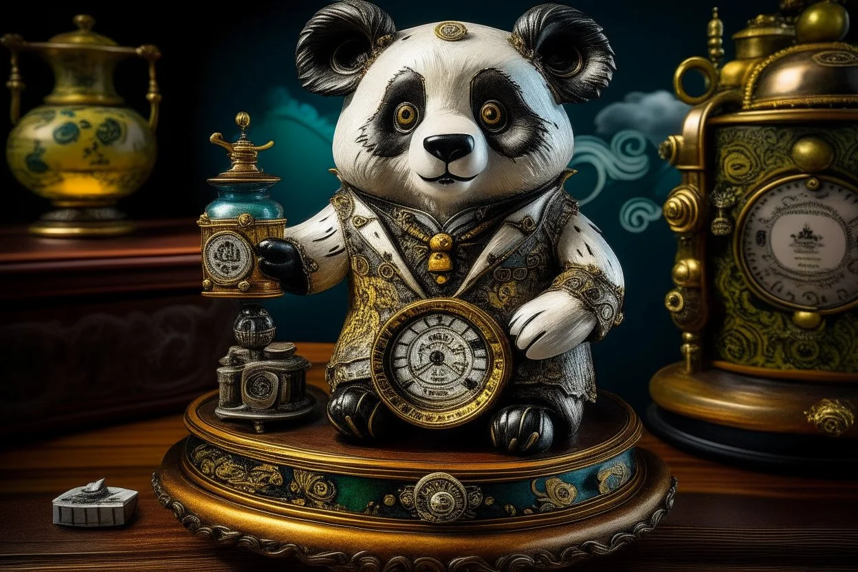 steampunk panda in moutai whiskey china design