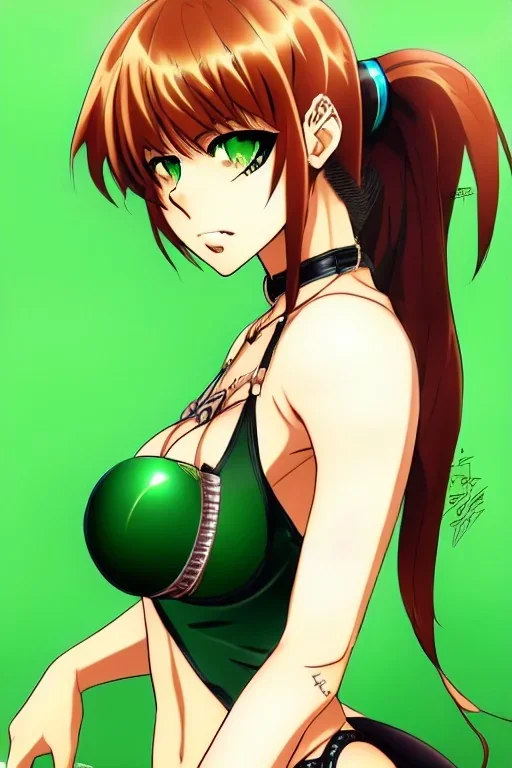 In the style of Shirow, hyper detailed, strikingly beautiful teen female, 16 years old, long ponytail, ginger hair, green eyes, medium freckles, full lips, full body, full face, b-cup breasts, athletic, centred camera, ignore NSFW, bikini, athletic, sitting,