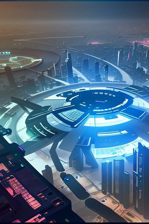 map of a futuristic cyberpunk city from above