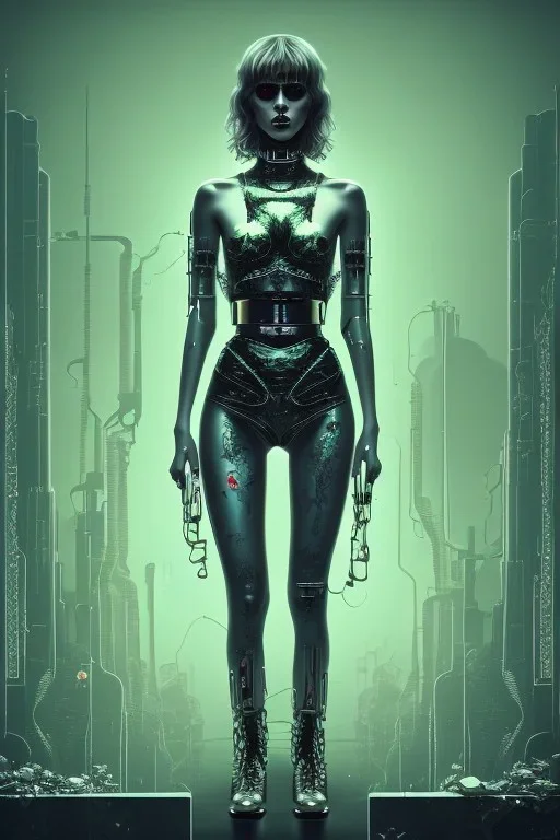 Danish Singer MØ nice cyberpunk, dark tones, high lighting