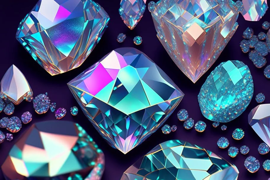 pattern of holographic gems and crystals