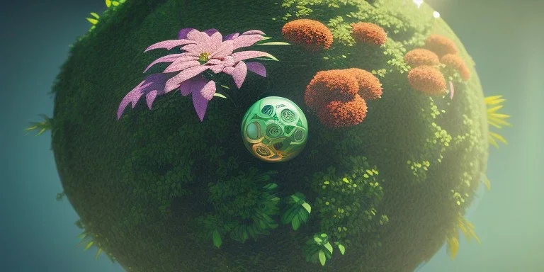 globe, plants and flowers around, kente, cinema 4d, octane render, high detail