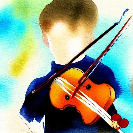 boy playing violin watercolour