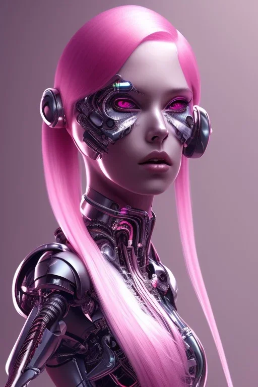 cyborg, pink hair,seven