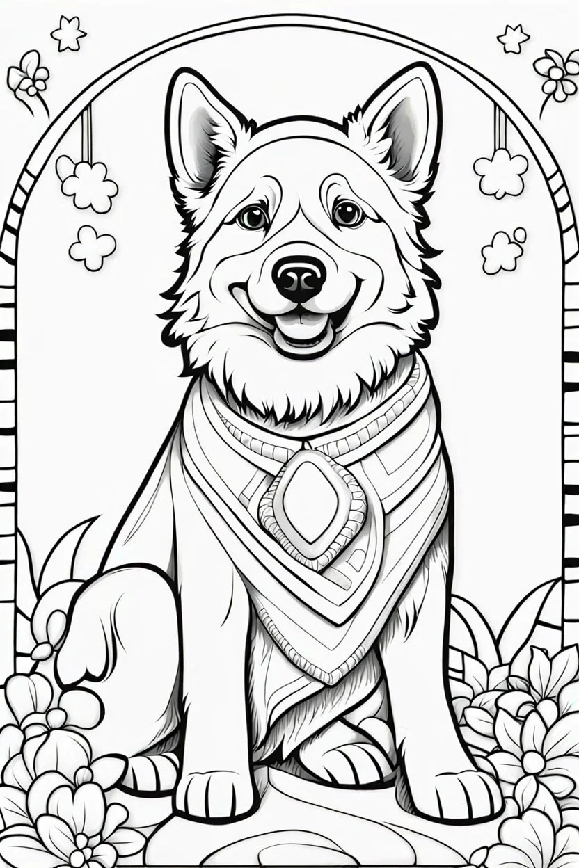 coloring book page of a dog