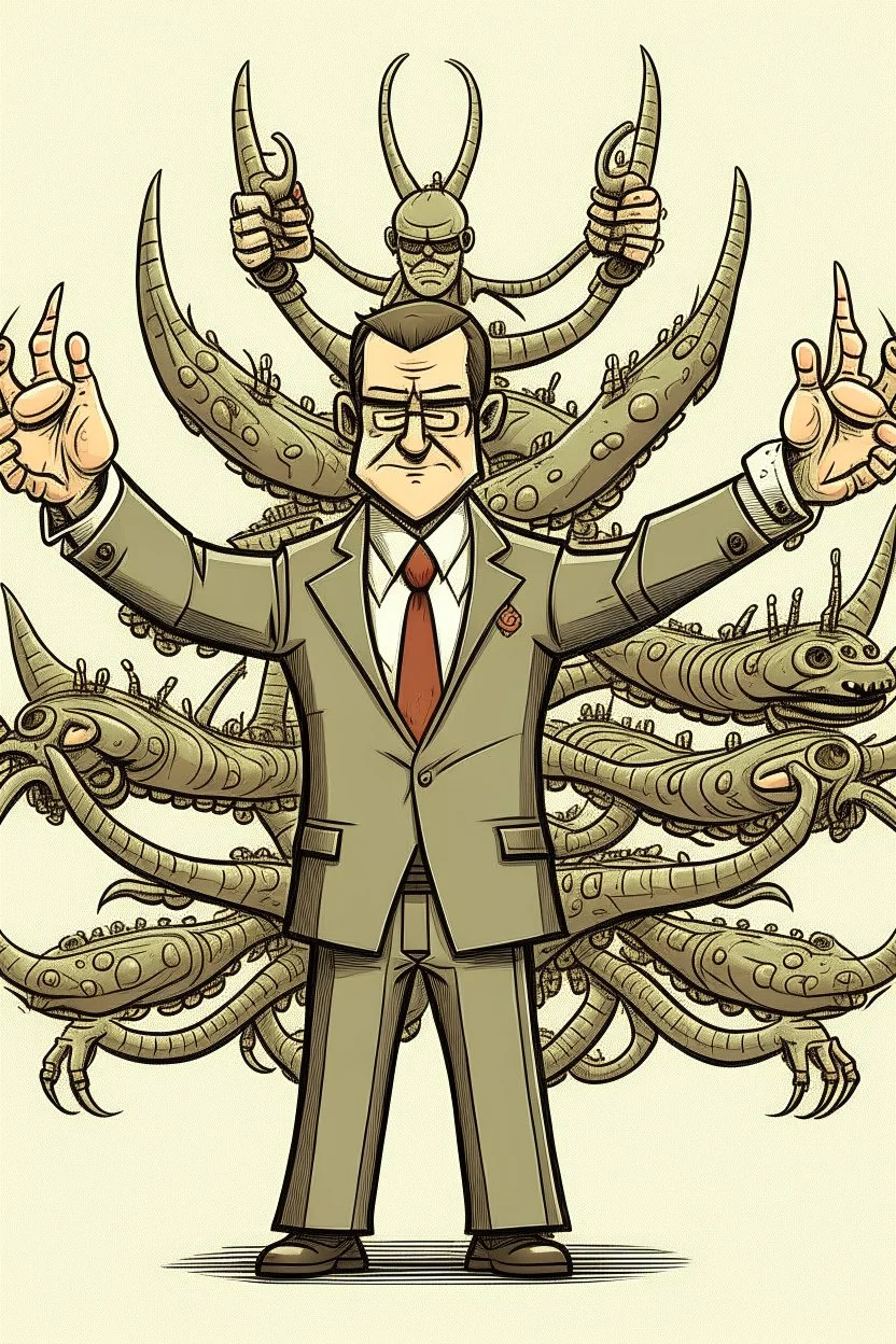 a boss with 8 arms and 4 eyes