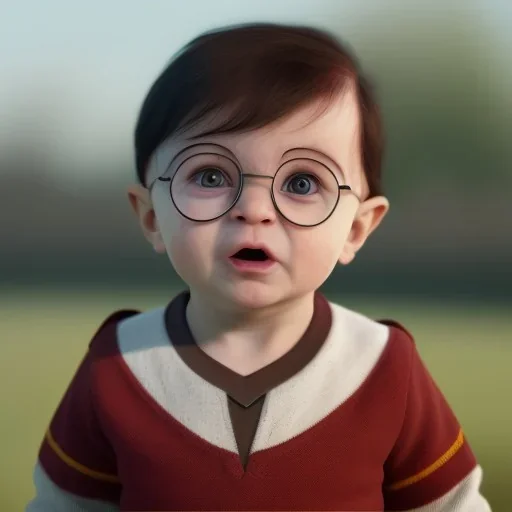 Cute baby character harry potter,movie, real photo realistic, unreal engine, cinematic lighting 8k --v 4