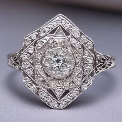 platinum and diamond filigree art noveau ring, breathtaking, highly ornate, delicate, intricate, photorealistic, high fashion, fine jewellery, luxury, designer