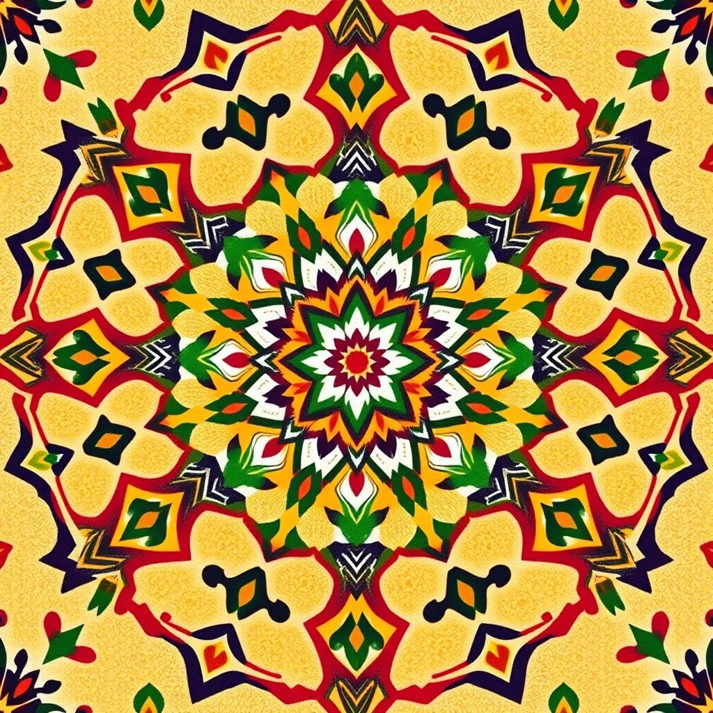 Symmetrical Looking Colorful Pakistani Cultural Art Pattern With Traditional Look Background On Wall.