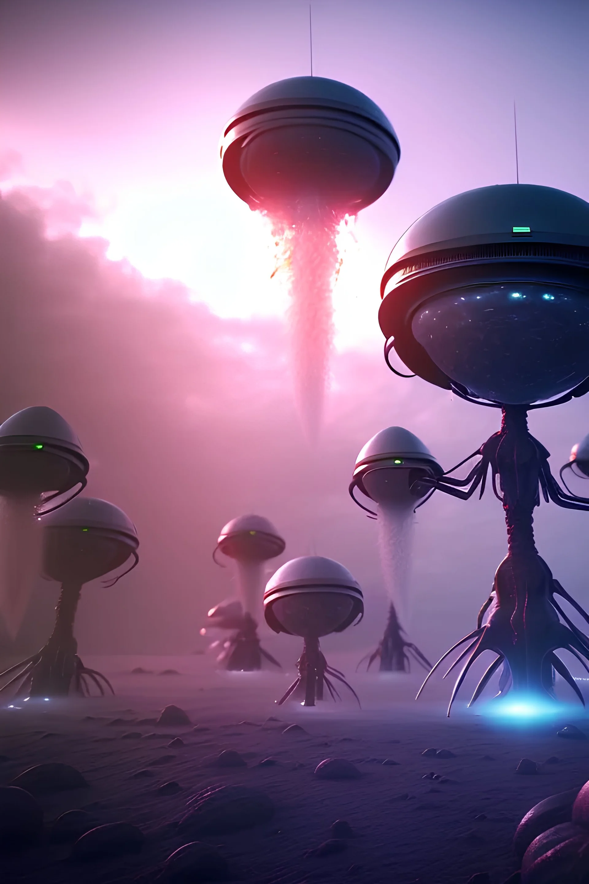 alien invasion clean art NFT, blender 3d