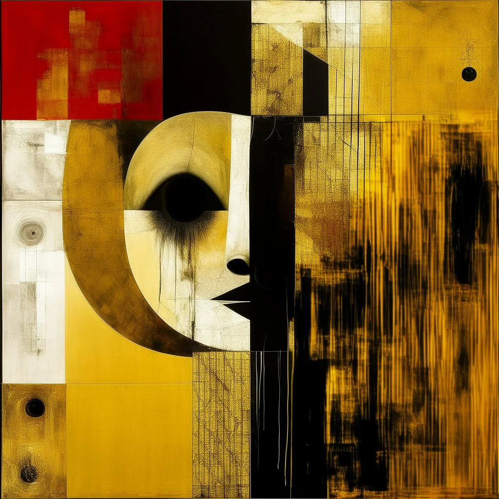 Sloth contrivance, by Colin McCahon and VS Gaitonde, mind-bending abstract image, fragmented, subconscious deconstructivism, dull yellow and black and white and pastel red color scheme