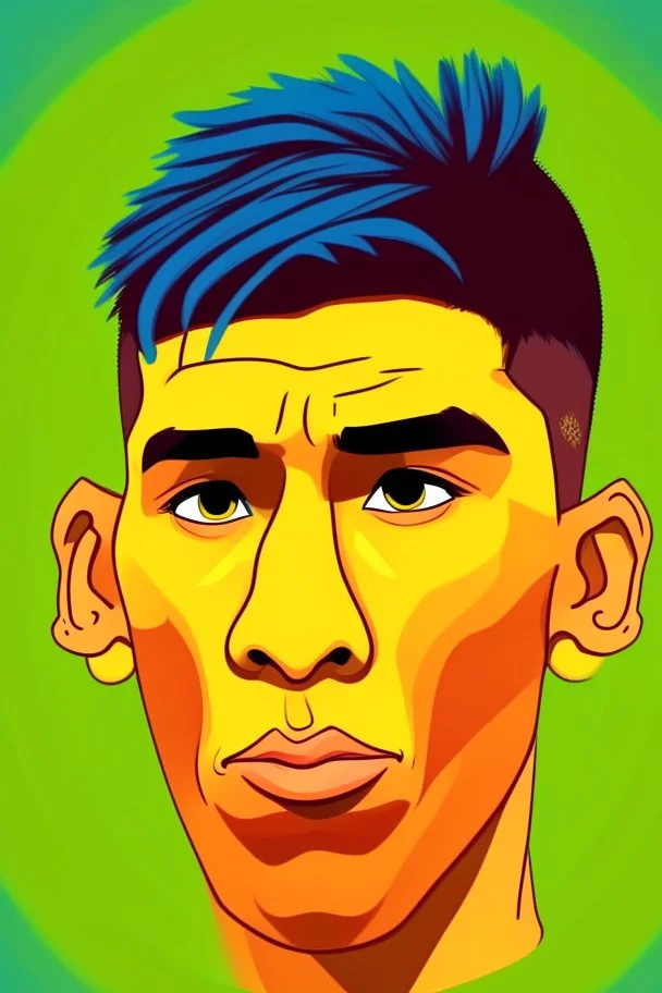 face Roberto Firmino Brazilian soccer player 2d cartoon