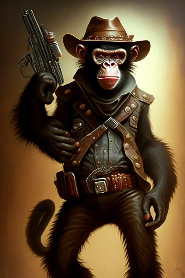 bounty hunter monkey cowboy with pistols