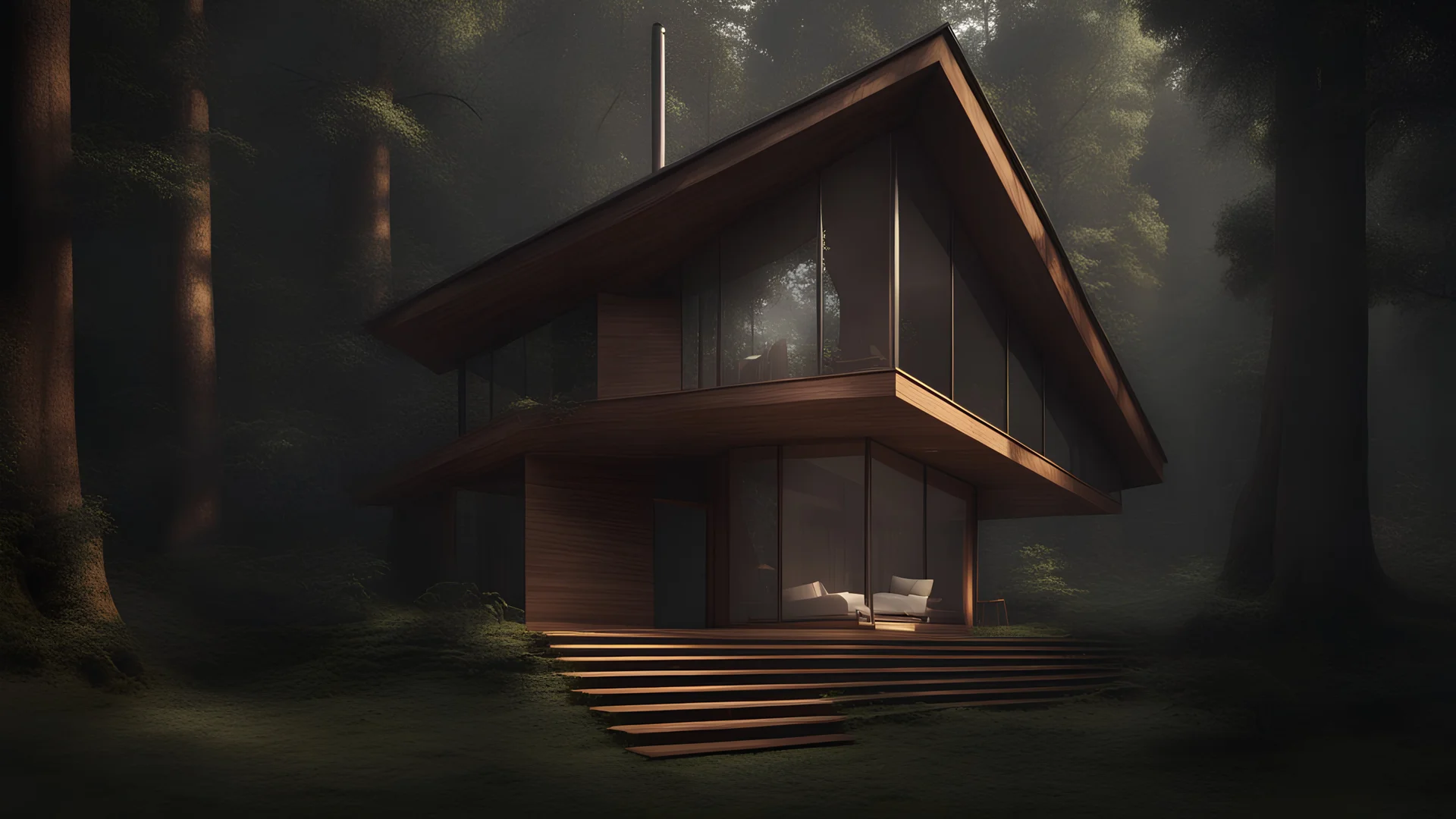 a house in the middle of a forest, a digital rendering by Afewerk Tekle, behance contest winner, photorealism, vray, vray tracing, photorealisticg