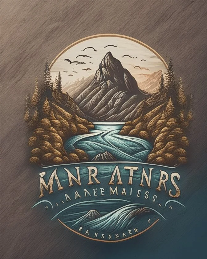 River and mountains logo design