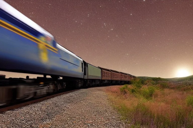 A train flying into universe.