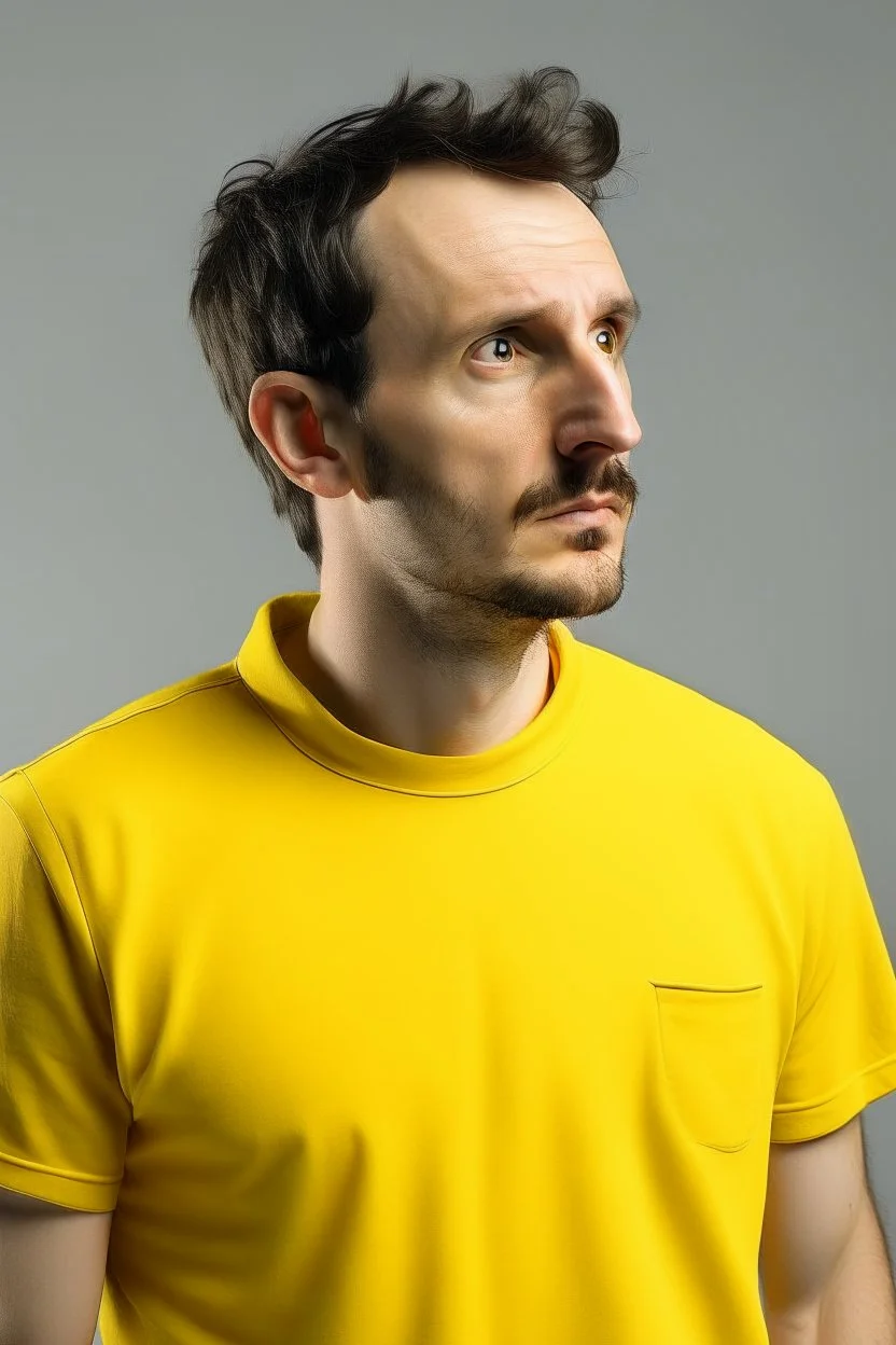 man with yellow shirt