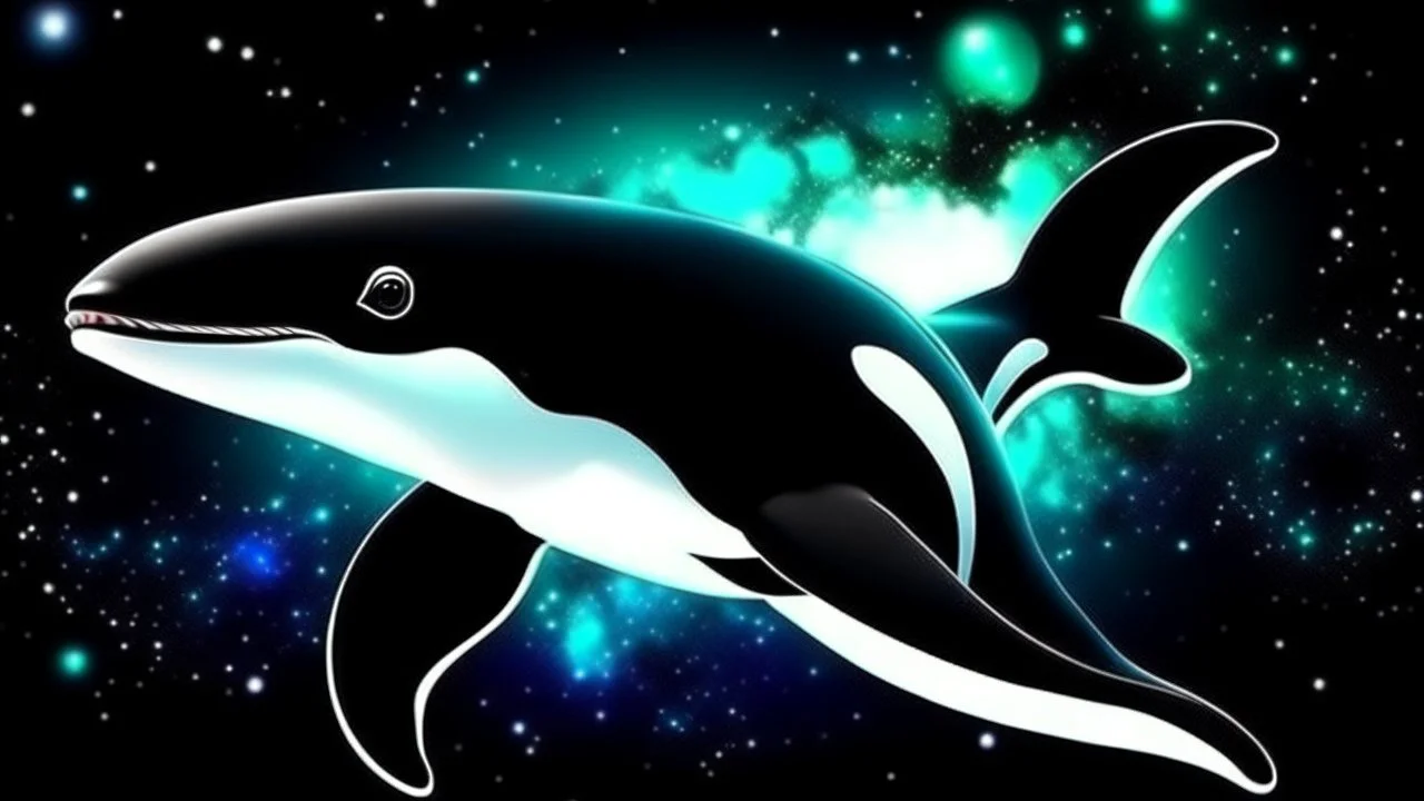 picture of pretty killer whale on space background