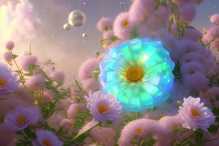 one big crystal subtle flower in a galactic ambiance of the sky, transparent petals, delicate colors, in the foreground, full of details, smooth, bright sunshine，soft light atmosphere, light effect，vaporwave colorful, concept art, smooth, extremely sharp detail, finely tuned detail, ultra high definition, 8 k, unreal engine 5, ultra sharp focus