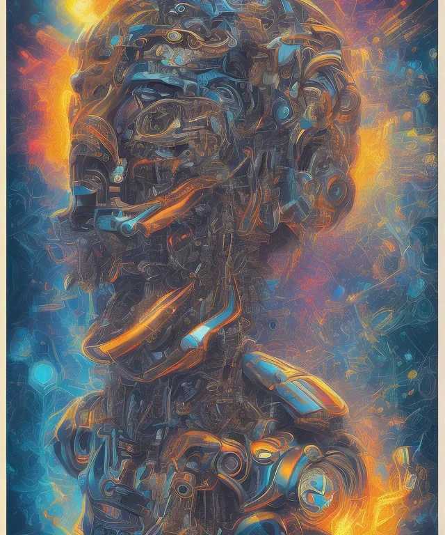 artificial intelligence. ink, poster, acrylic