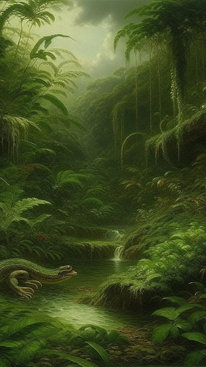 A rainforest filled with vipers painted by Francis Danby