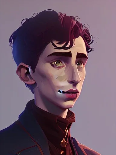 Portrait of a 30 year old strange gay warlock like Timothee Chalamet