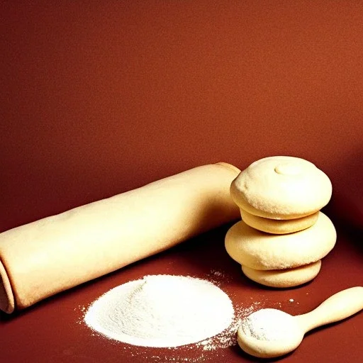 still life rolling pin flour dough