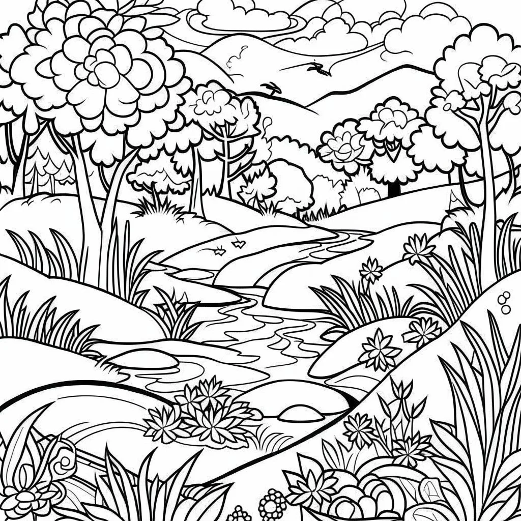 Nature coloring page for kids 200 Fahim