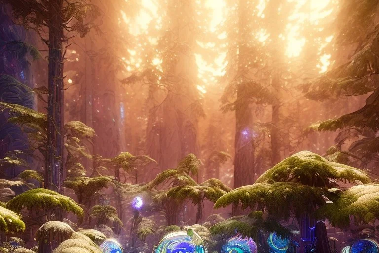 white and gold crystal cosmic and galactic ambiance futuristic scifi forest cinema4d, full of details, smooth, bright sunshine，soft light atmosphere, light effect，vaporwave colorful, concept art, smooth, extremely sharp detail, finely tuned detail, ultra high definition, 8 k, unreal engine 5, ultra sharp focus