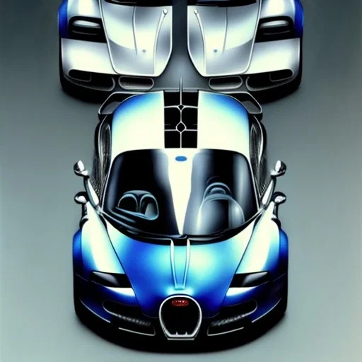 hyperrealism Drawing of 'Bugatti Veyron EB 16.4' three quarter frontal aerial view, by gaston bussiere, greg rutkowski, yoji shinkawa, yoshitaka amano, tsutomu nihei, donato giancola, tim hildebrandt,oil on canvas, cinematic composition,Sharp detail,extreme detail,fit full head inside picture,16k