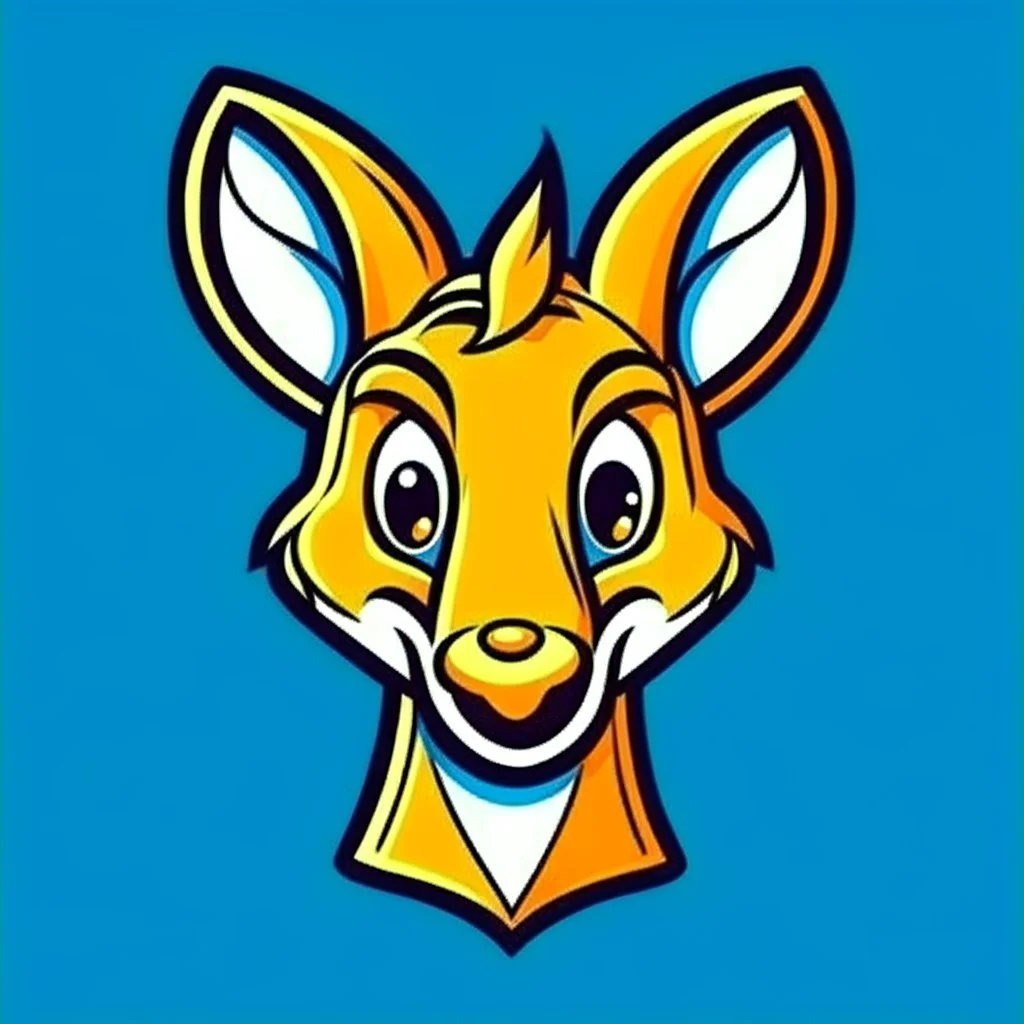 Kangaroo Mascot Logo in the style of 1997 pop culture and with a fancy and professional look to it.