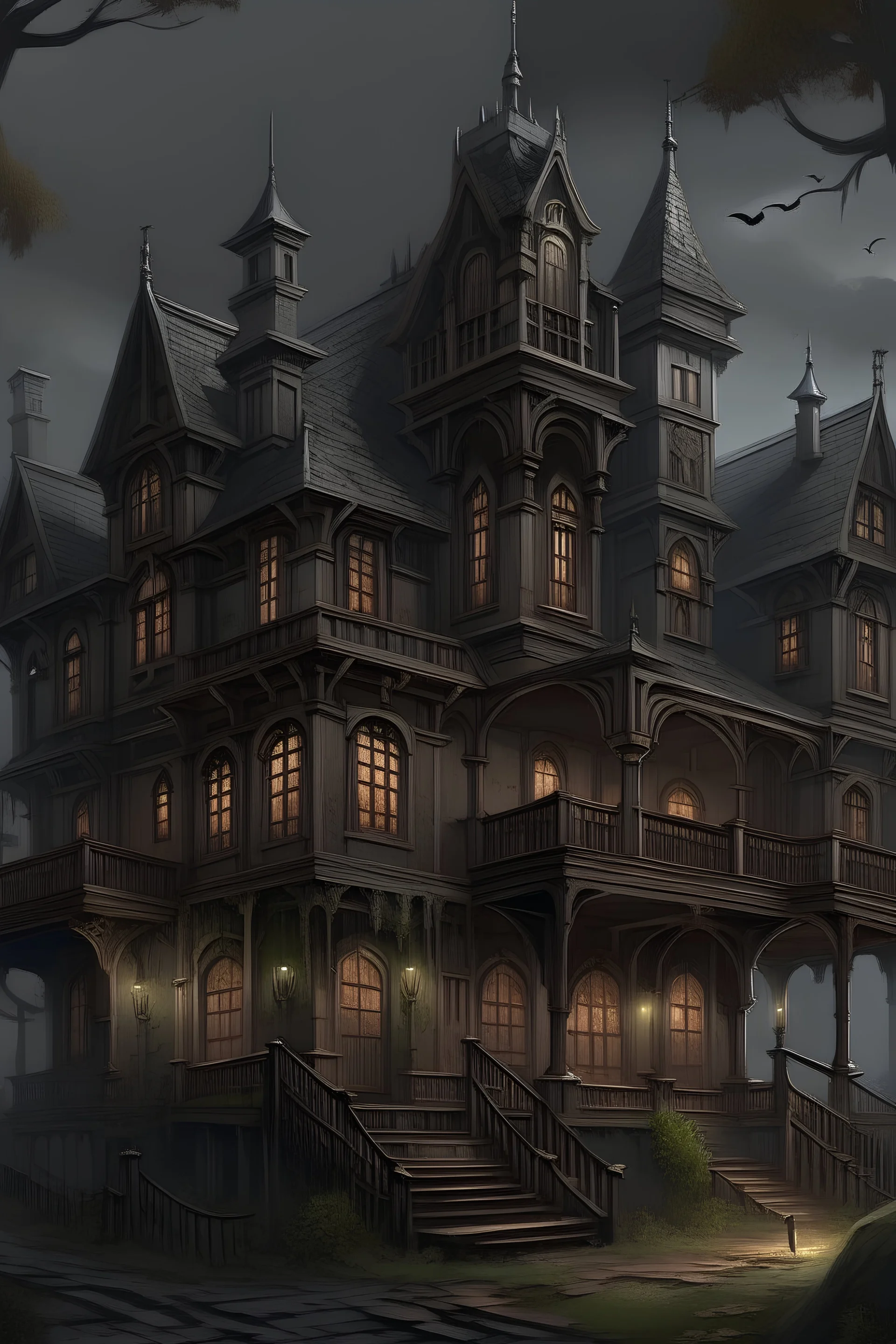 1300s 3 story darkwood manor