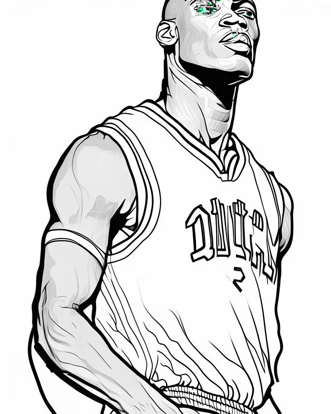 Michael Jordan, b&w line art style fashion, preppy style, simple line art, one line, line art, line drawing style, white background, picture, coloring book style on white background, well composed, clean coloring book page, No dither, no gradient, strong outline, No fill, No solids, vector illustration, –ar 9:11 –v 5