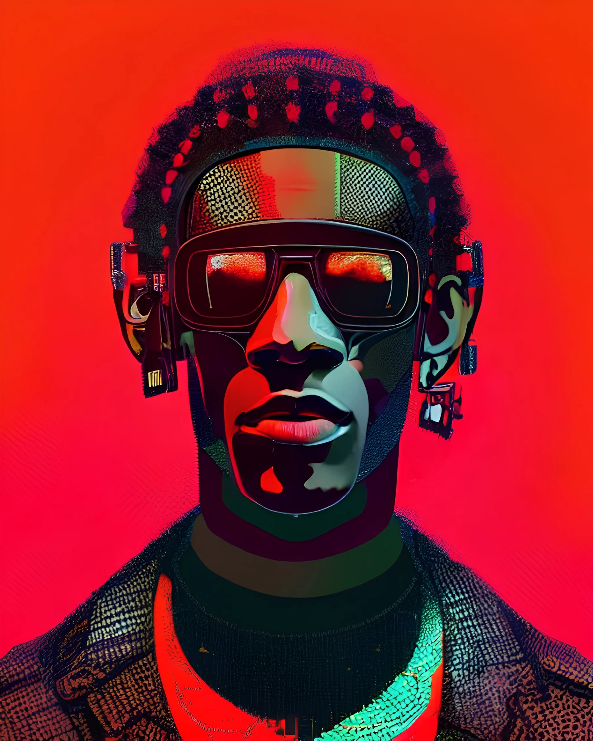 portrait of young thug as a cyborg. intricate abstract. intricate artwork. by tooth wu, wlop, beeple, dan mumford. mulholland drive by david lynch, dune by david lynch, blade runner 2049 by dennis villeneuve, patrick nagel, octane render, trending on artstation, greg rutkowski very coherent symmetrical artwork. cinematic, hyper realism, high detail, octane render, 8 k, iridescent accents