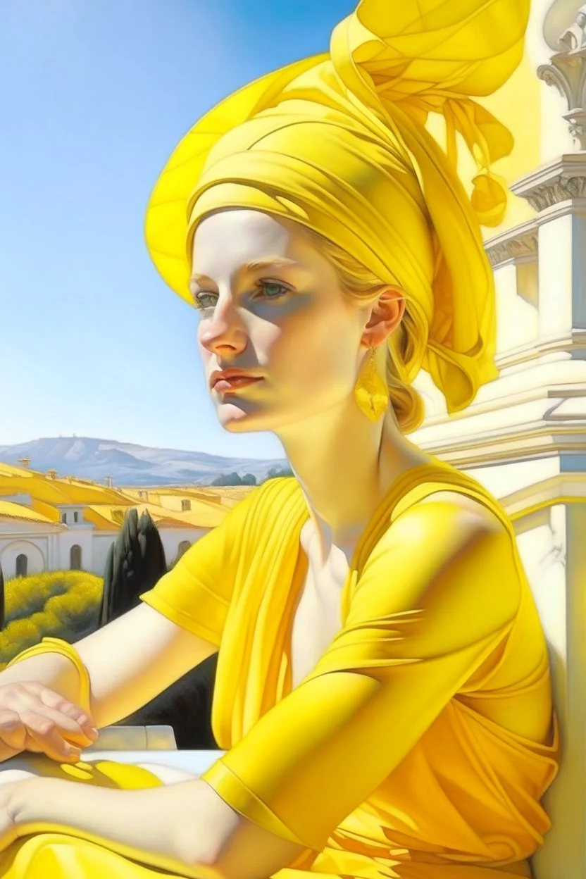 Neoclassicism woman realistic yellow cote d'azur