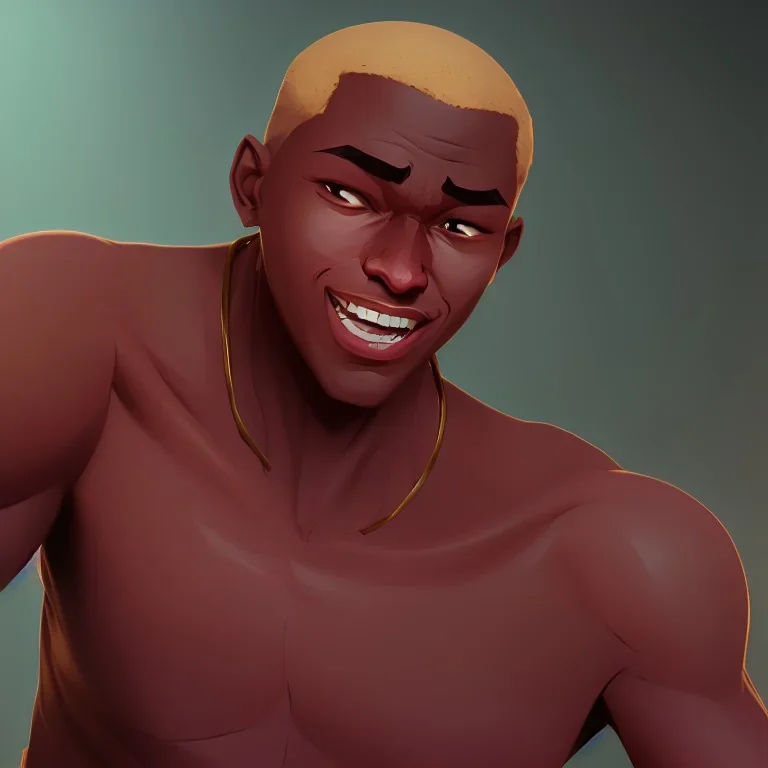 Buff black man gives you an Pomegranate and smiles at you