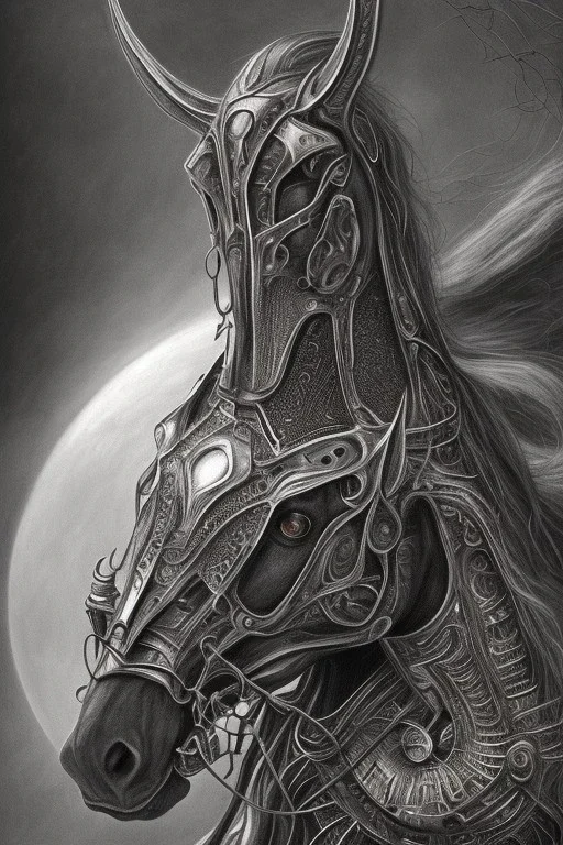 sauron on horse by h r Giger, Tim burton, junji ito, dystopian surrealism, dark horror fantasy, hdr, artstation intricate details, demonic, dark art, dark noir, neoclassical gothic horror