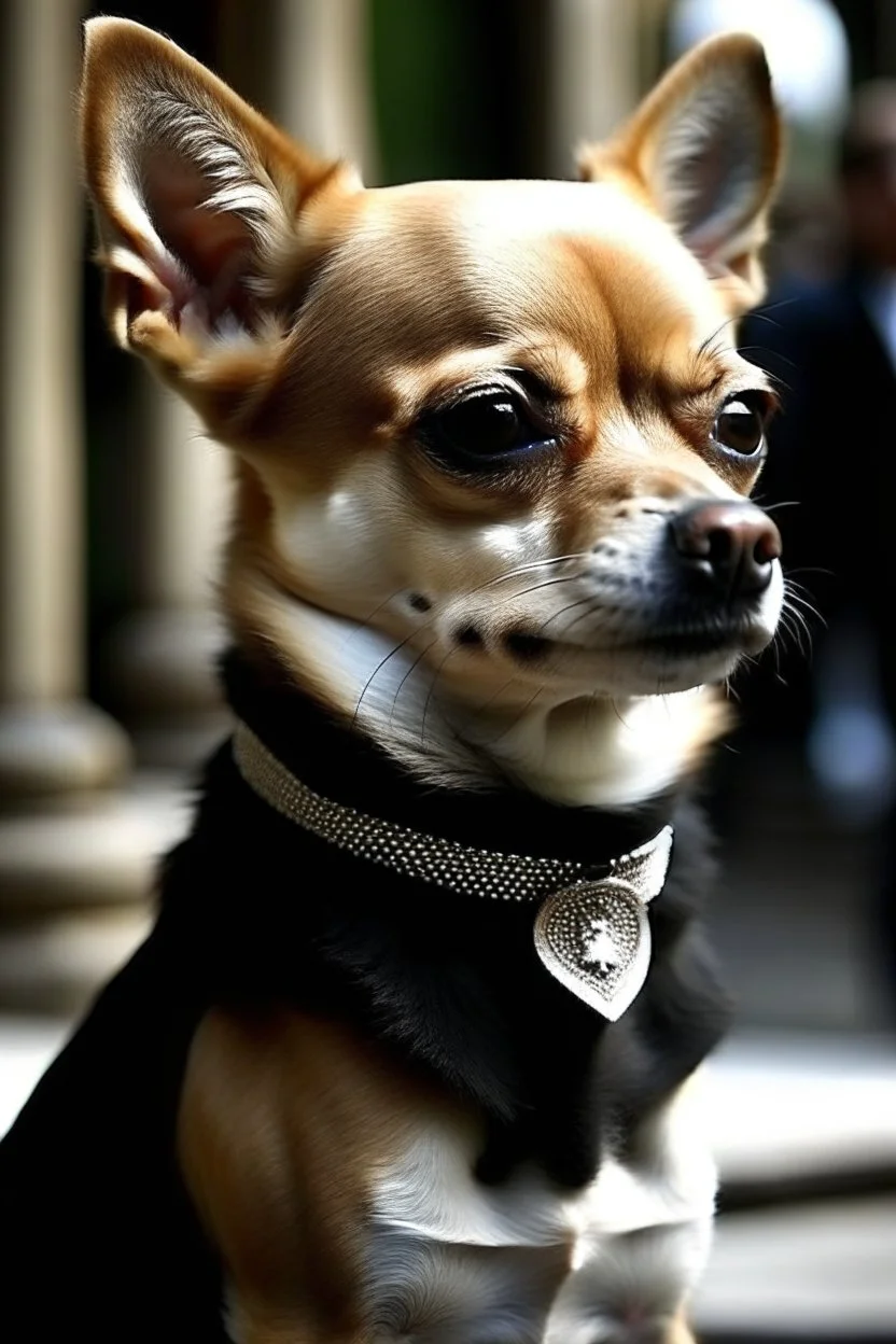 picture of a extremally strong chiwawa dog being the president of Mexico