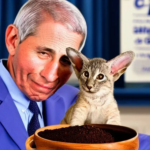 dr. Anthony fauci giant ears eating a bowl of covid Spike protein