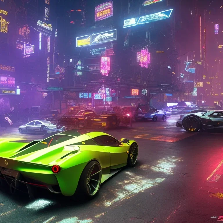 cyberpunk 2077 version of a ferrari laferrari