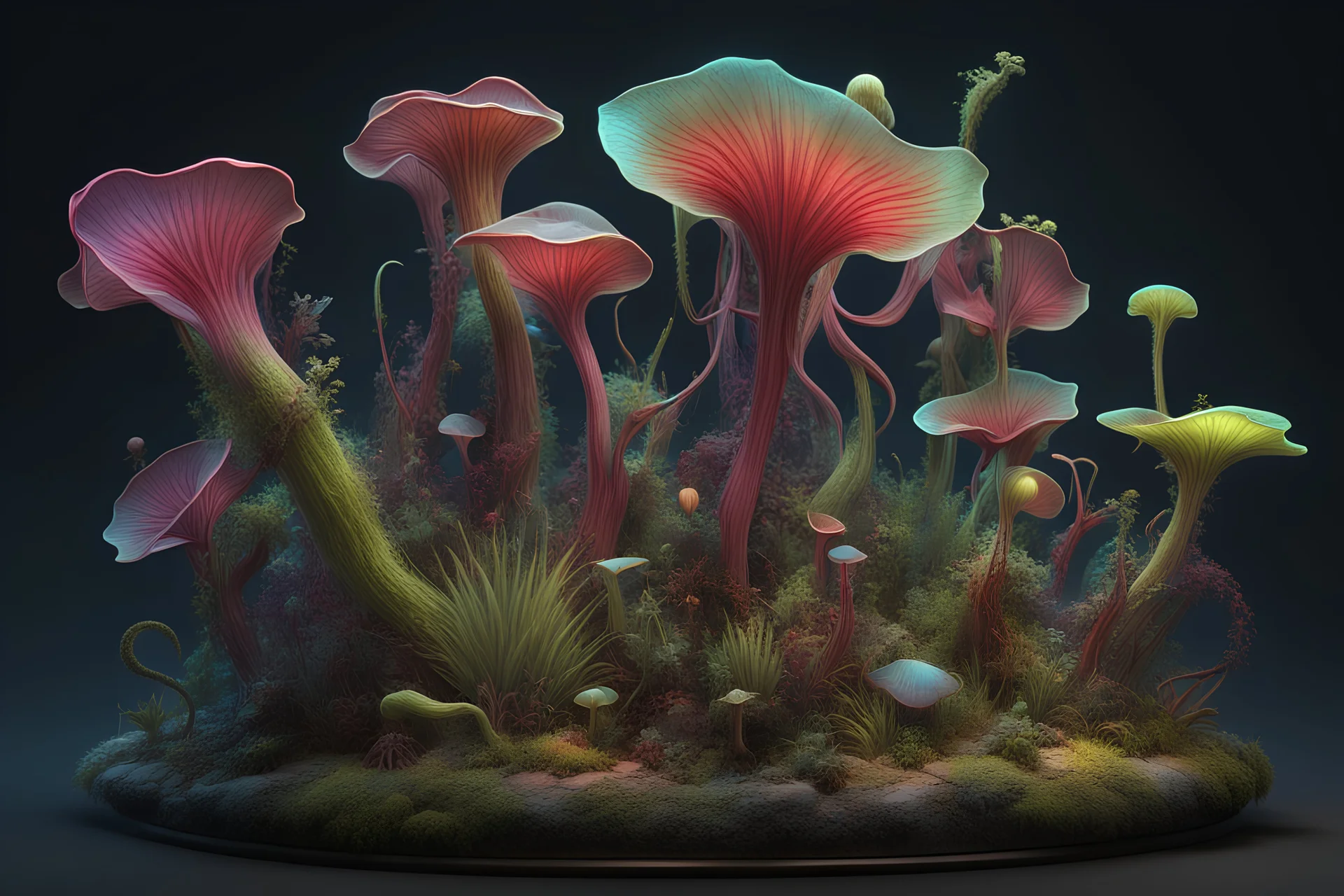 "A 3D HR Intricate unique and beautiful bioluminescent Carnivorous plant, breathtaking borderland fantasycore artwork by Android Jones, Jean Baptiste monge, Alberto Seveso, Erin Hanson, Jeremy Mann. maximalist highly detailed and intricate professional_photography, a masterpiece, 8k resolution concept art, Artstation, triadic colors, Unreal Engine 5, cgsociety" Modifiers: highly detailed artstation concept art sharp focus smooth cinematic 4k epic detailed serious stoic mature art by artgerm an