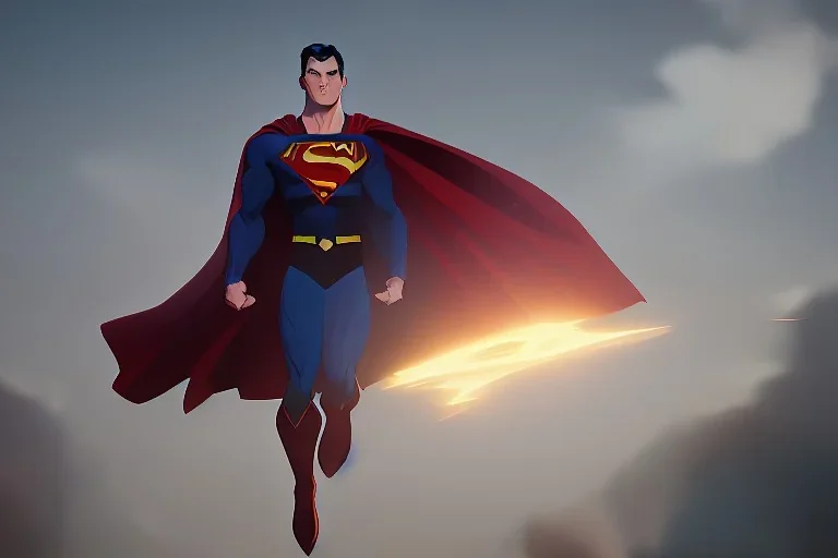 superman overflowing with power breaking the earth in two, sharp