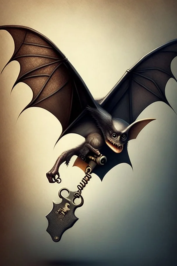 flying bat holding a key